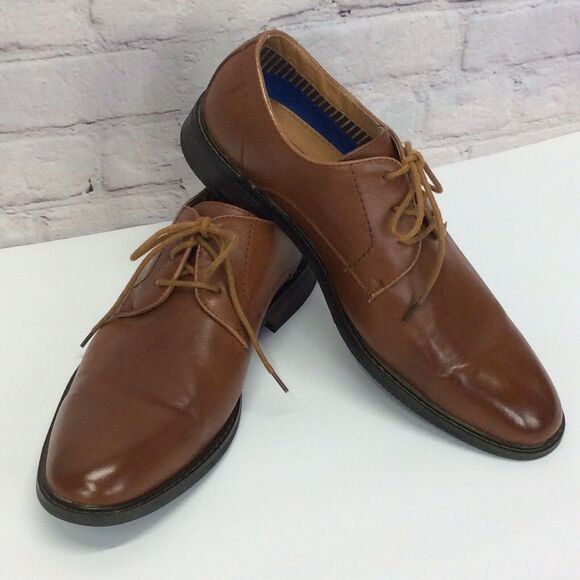 David Stone Oxford Shoes Men's Sz 10 Brown Lace Up Business Casual Vegan Leather - Picture 7 of 11